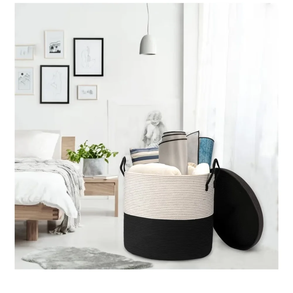 MIA MELANGE Foldable Cotton Handcrafted Basket Storage Plant Pot Holder NWT